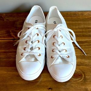 Converse All Star | White Sneakers | Size 9 | White with Rose Gold grommets